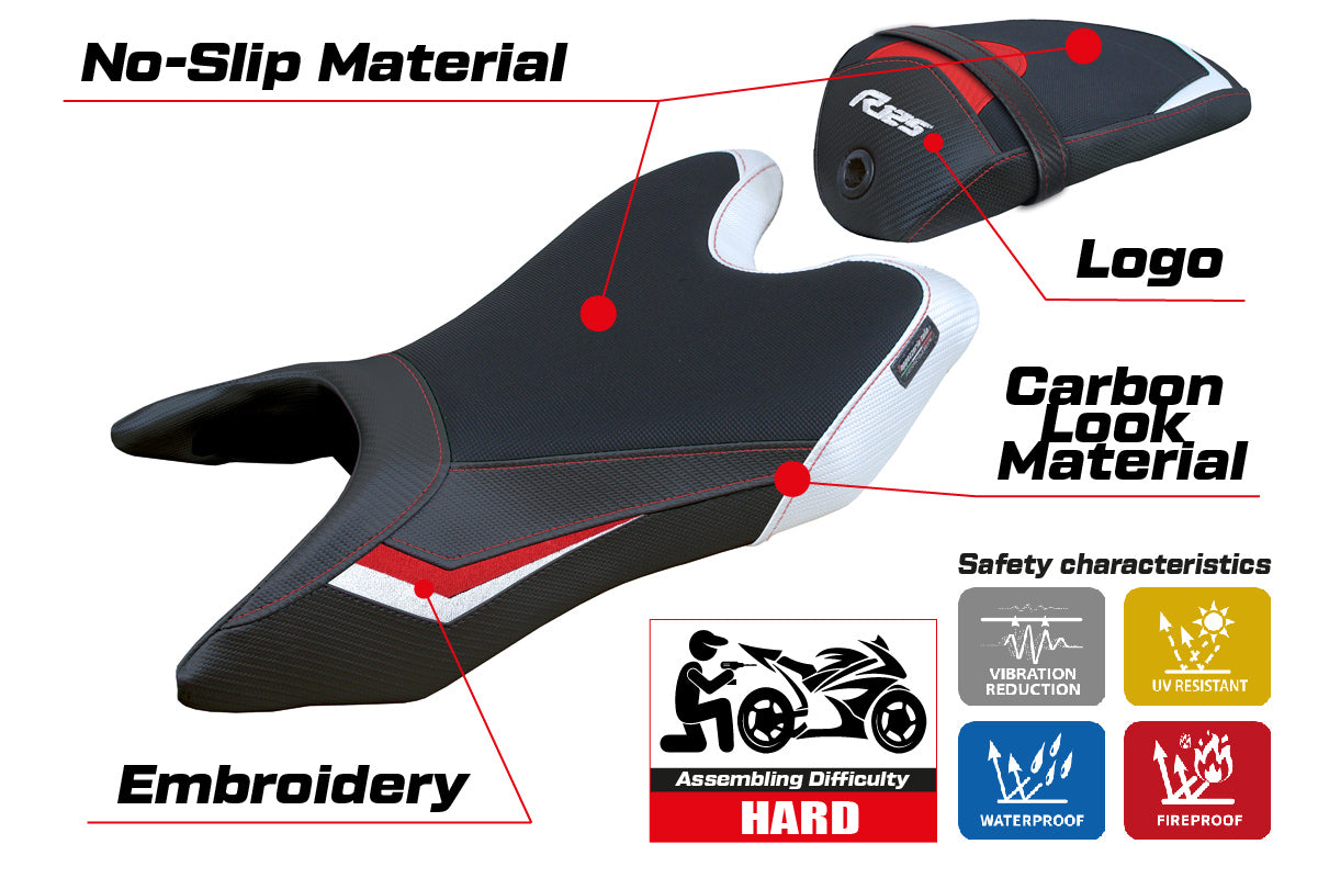 Yamaha YZF R125 2019-2023 Seat Cover Tappezzeria Italia in White and Red