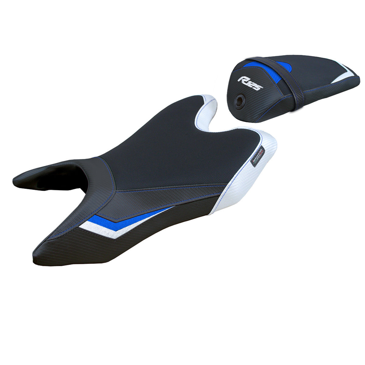 Yamaha YZF R125 2019-2023 Seat Cover Tappezzeria Italia Comfort in White and Blue