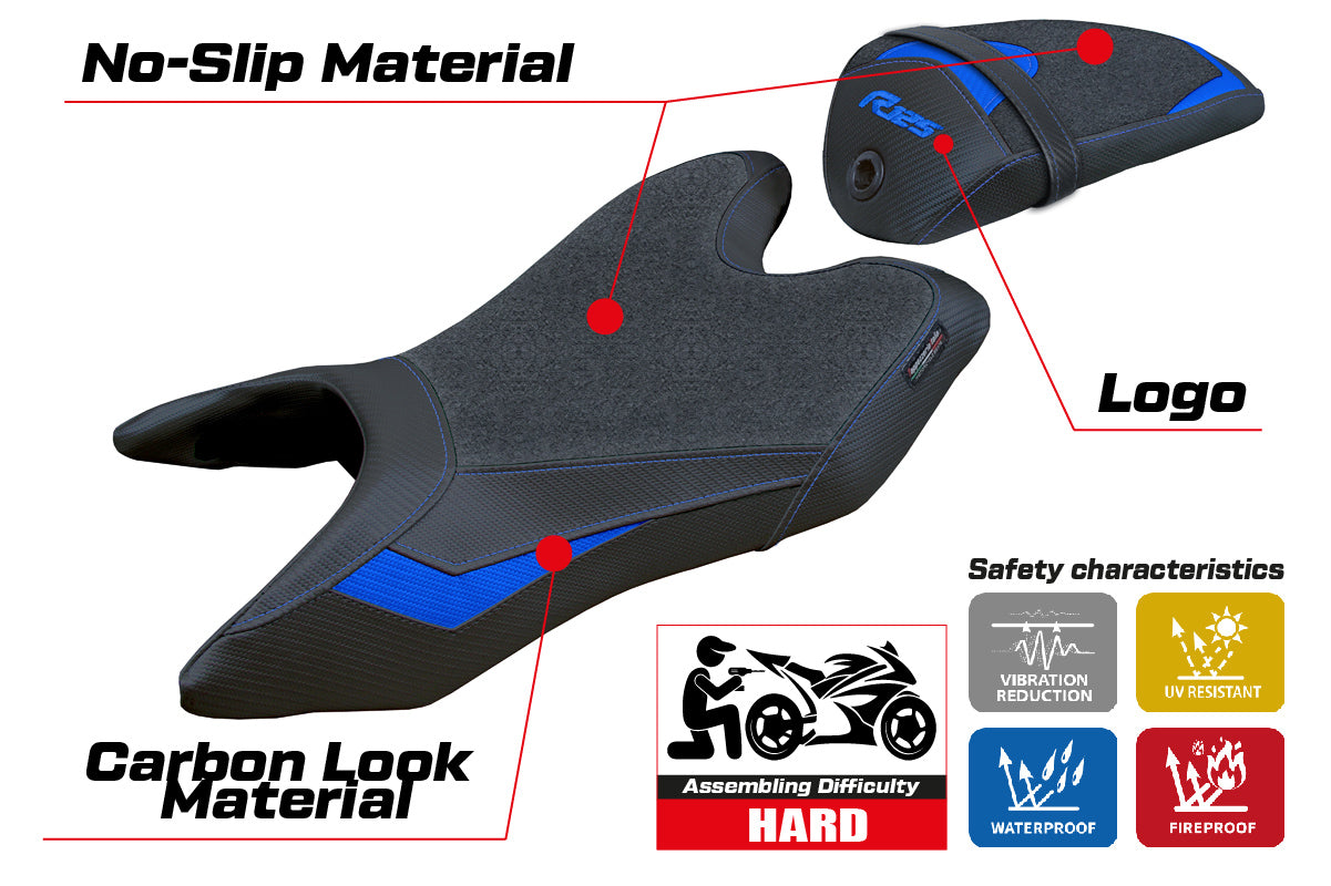Yamaha YZF R125 2019-2023 Seat Cover Tappezzeria Italia Ultragrip in Blue