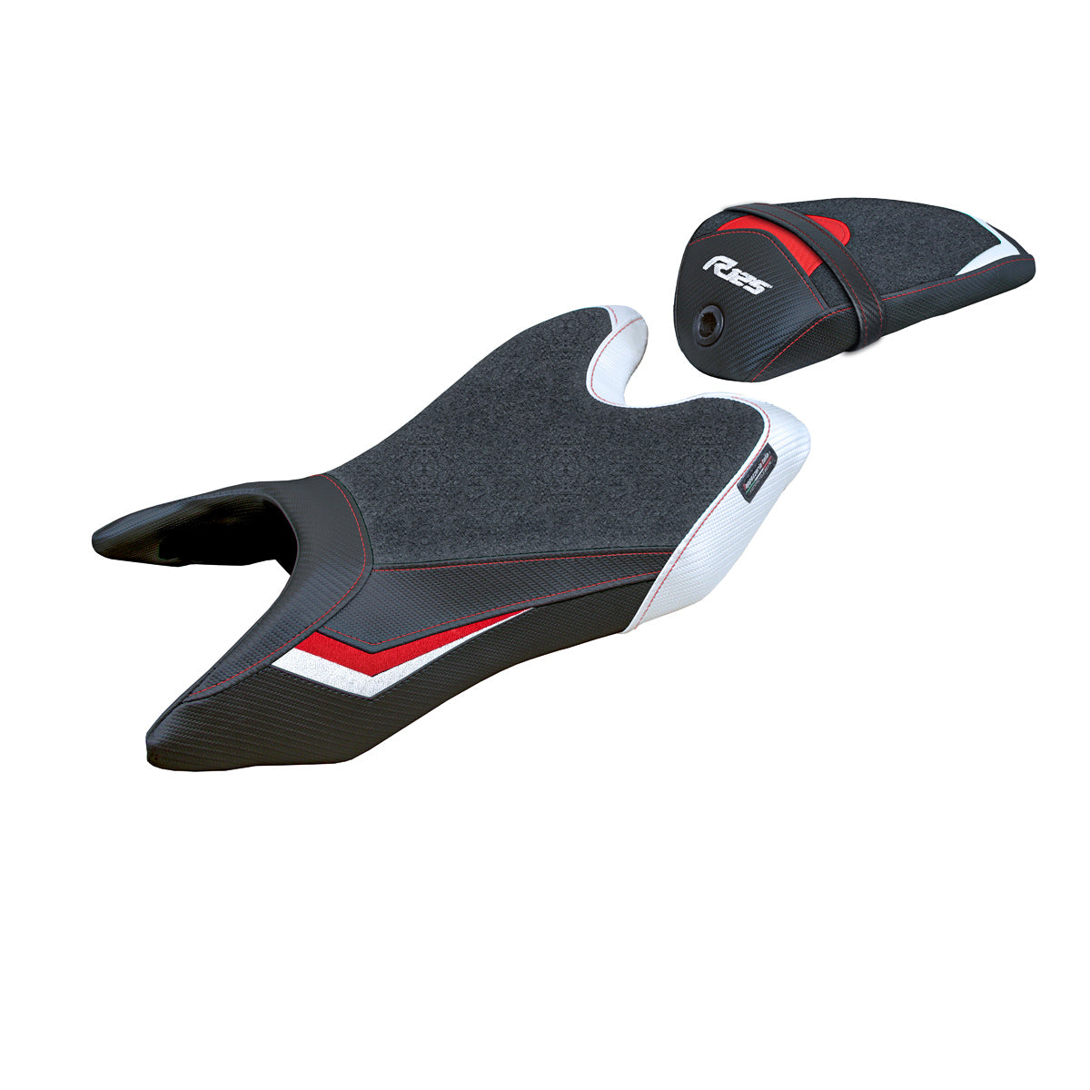 Yamaha YZF R125 2019-2023 Seat Cover Tappezzeria Italia Ultragrip in White and Red