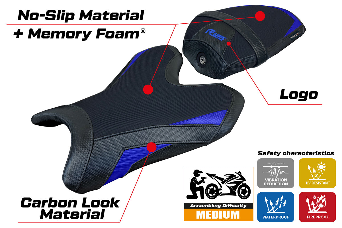 Yamaha R125 2024 Seat Cover Tappezzeria Comfort Blue Black