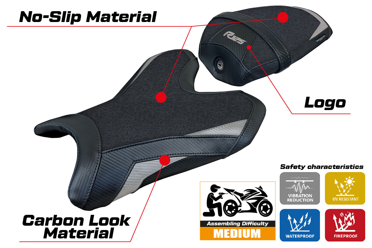 Yamaha R125 2024 Seat Cover Tappezzeria Ultragrip Grey Black