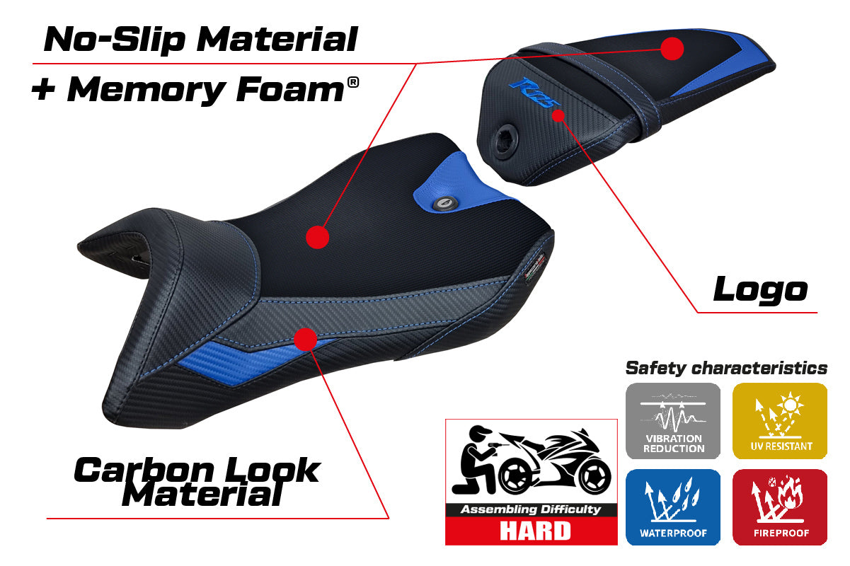 Yamaha YZF R125 2016-2018 Seat Cover Tappezzeria Italia Comfort in Blue and Black