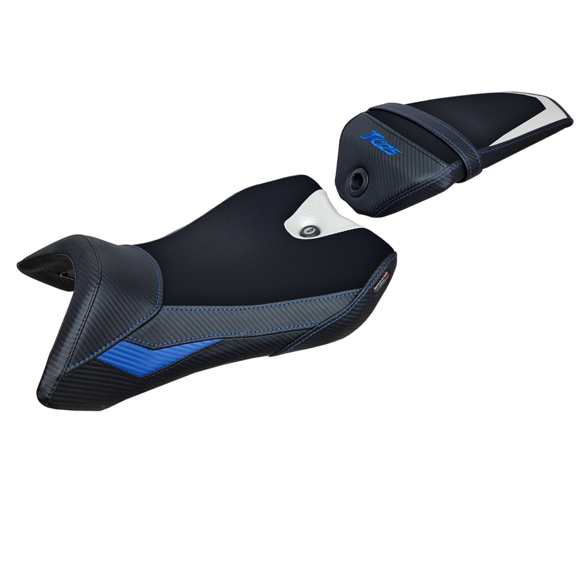 Yamaha YZF R125 2016-2018 Seat Cover Tappezzeria Italia Comfort in White, Blue and Black