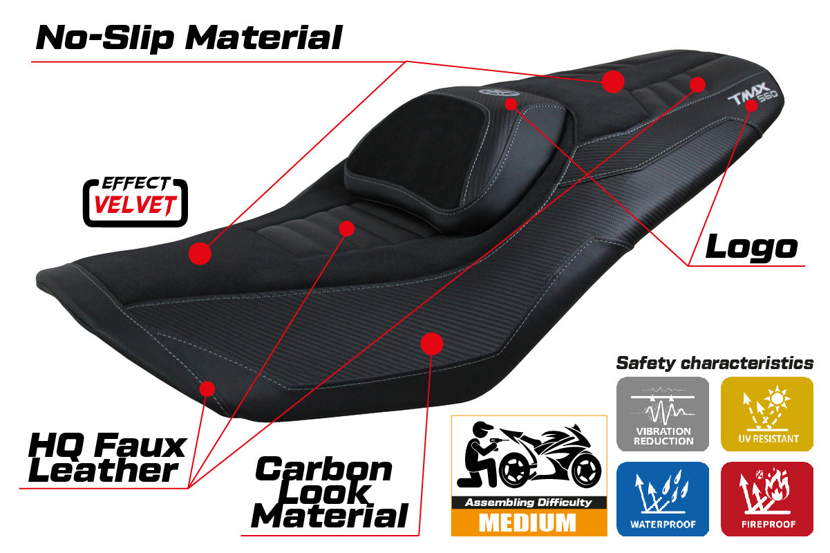 Yamaha T-Max 560 2022-2025 Seat Cover Tappezzeria Italia in Black