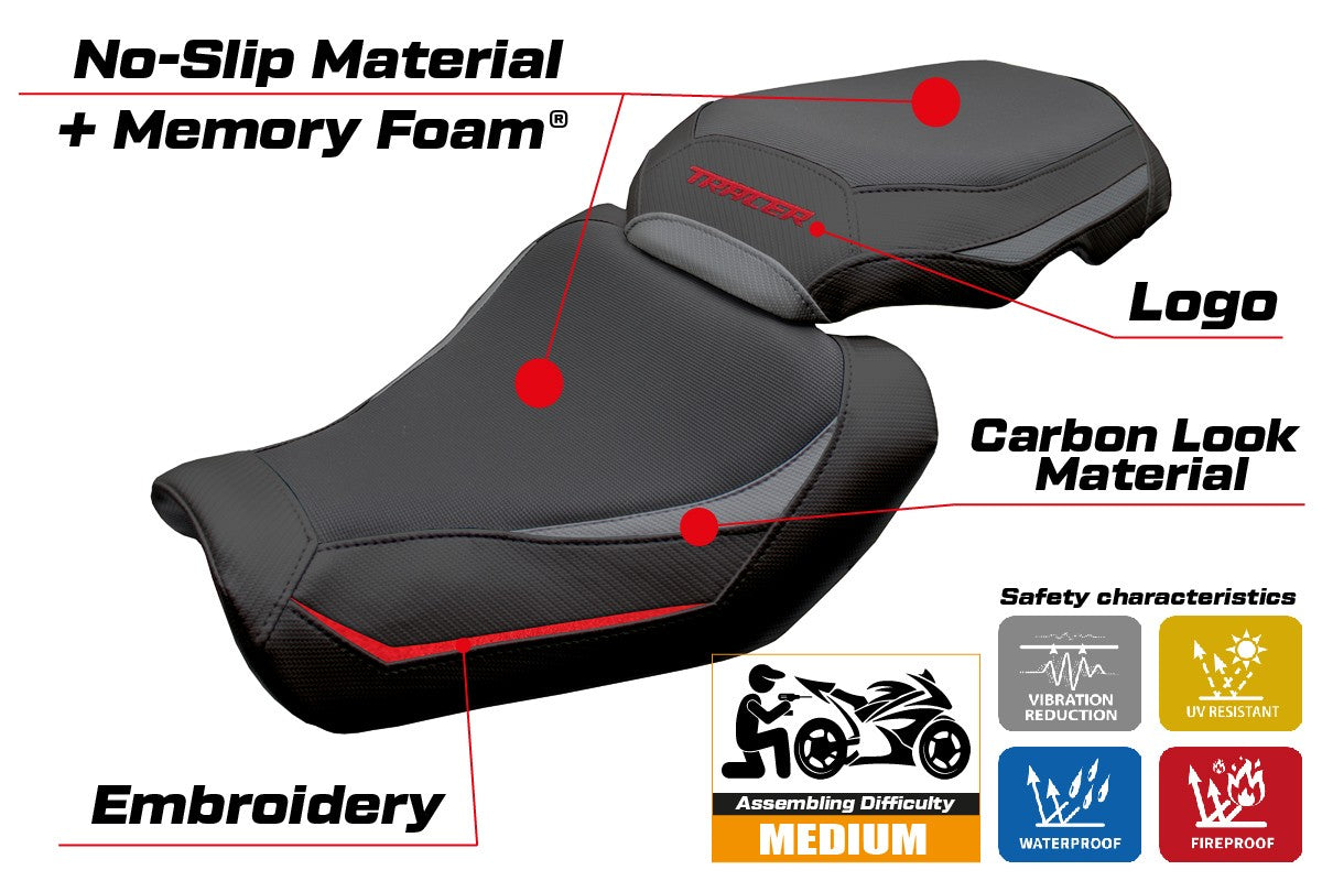 Yamaha Tracer 9 / 9 GT 2025 Seat Cover Tappezzeria Comfort Grey Red Black