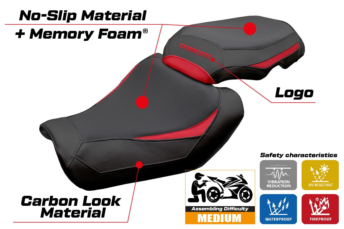 Yamaha Tracer 9 / 9 GT 2025 Seat Cover Tappezzeria Heating Comfort Red Black