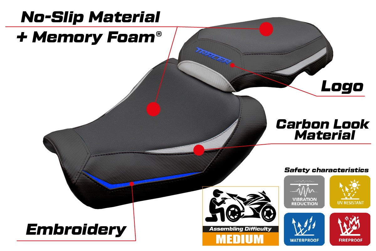 Yamaha Tracer 9 / 9 GT 2025 Seat Cover Tappezzeria Heating Comfort Silver Blue