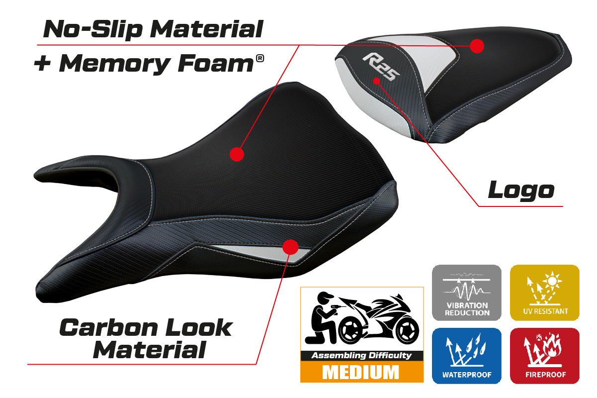 Yamaha YZF R25 2014-2020 Seat Cover Tappezzeria Italia Comfort in White