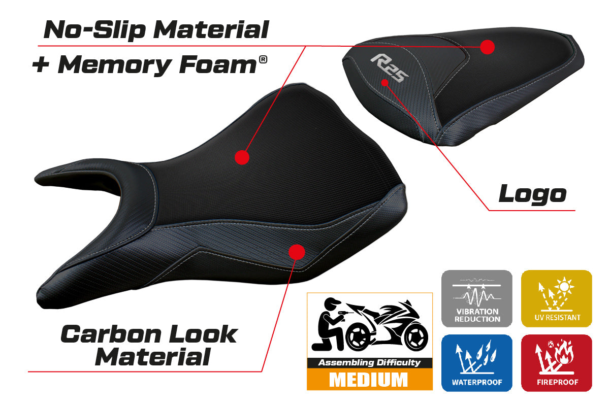 Yamaha YZF R25 2014-2020 Seat Cover Tappezzeria Italia Comfort in Black