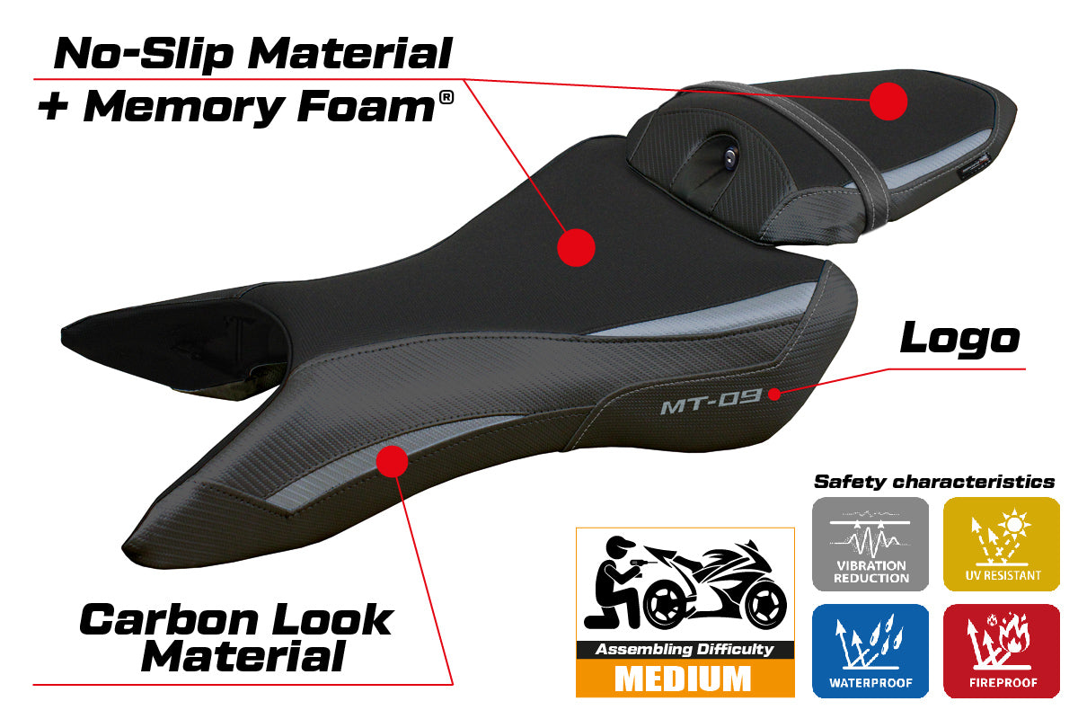 Yamaha MT-09 2024 Seat Cover Tappezzeria Comfort Grey Black