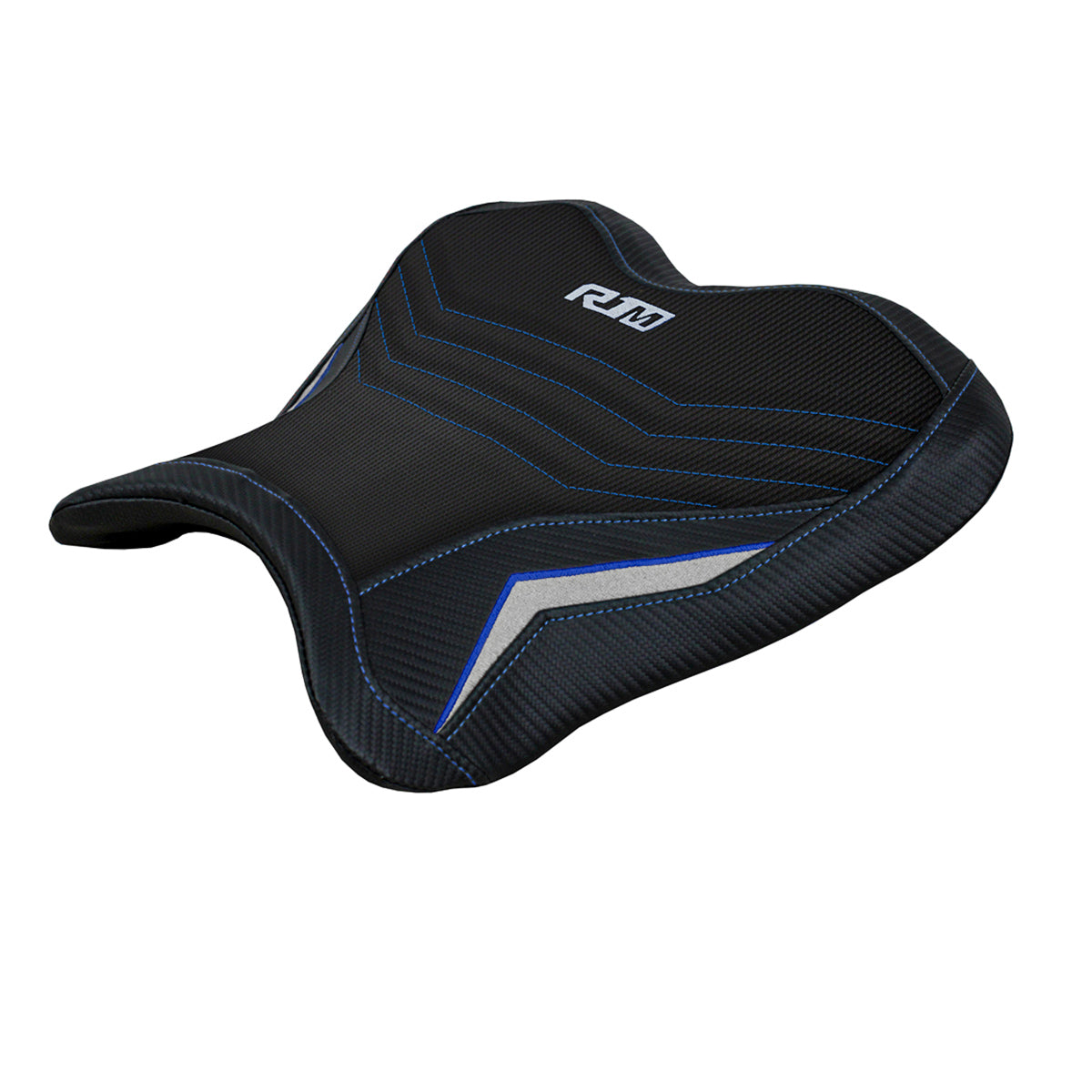 Yamaha YZF R1M 2015-2025 Rider Seat Cover Tappezzeria Italia Comfort in Blue and Silver