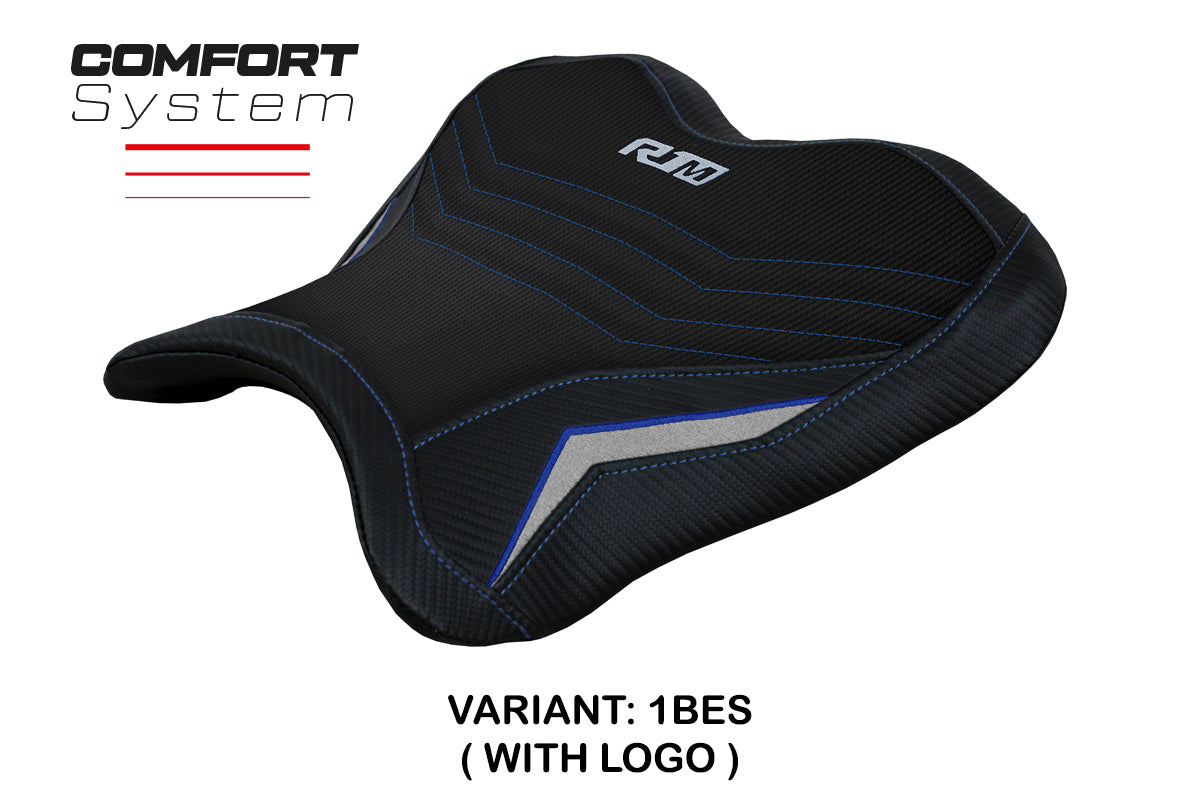 Yamaha YZF R1M 2015-2025 Rider Seat Cover Tappezzeria Italia Comfort in Blue and Silver