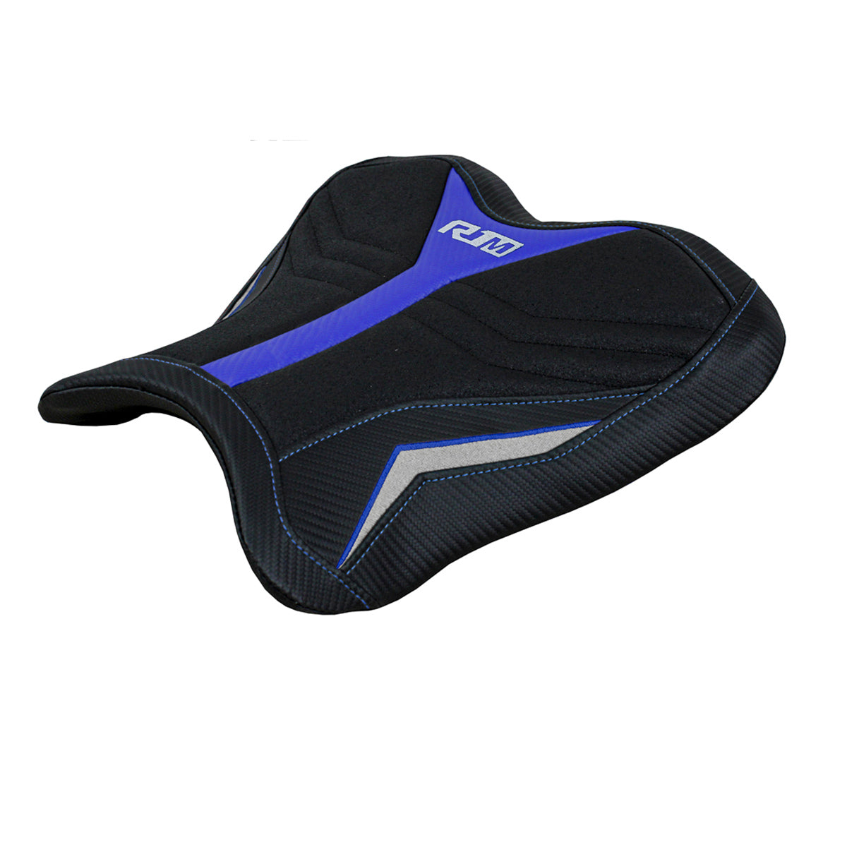 Yamaha YZF R1M 2015-2025 Rider Seat Cover Tappezzeria Italia Ultragrip in Blue and Silver