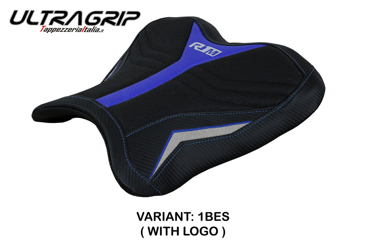 Yamaha YZF R1M 2015-2025 Rider Seat Cover Tappezzeria Italia Ultragrip in Blue and Silver