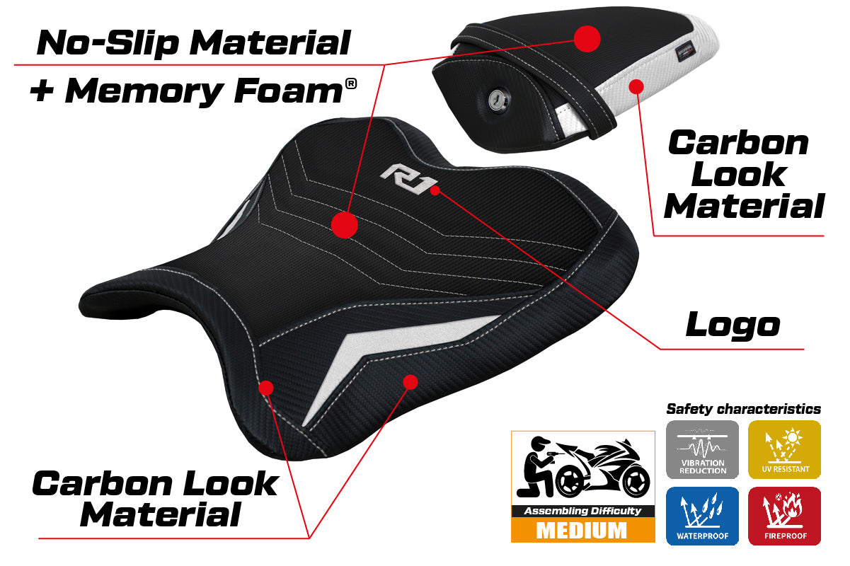 Yamaha YZF R1 2015-2025 Seat Cover Tappezzeria Italia Comfort in White