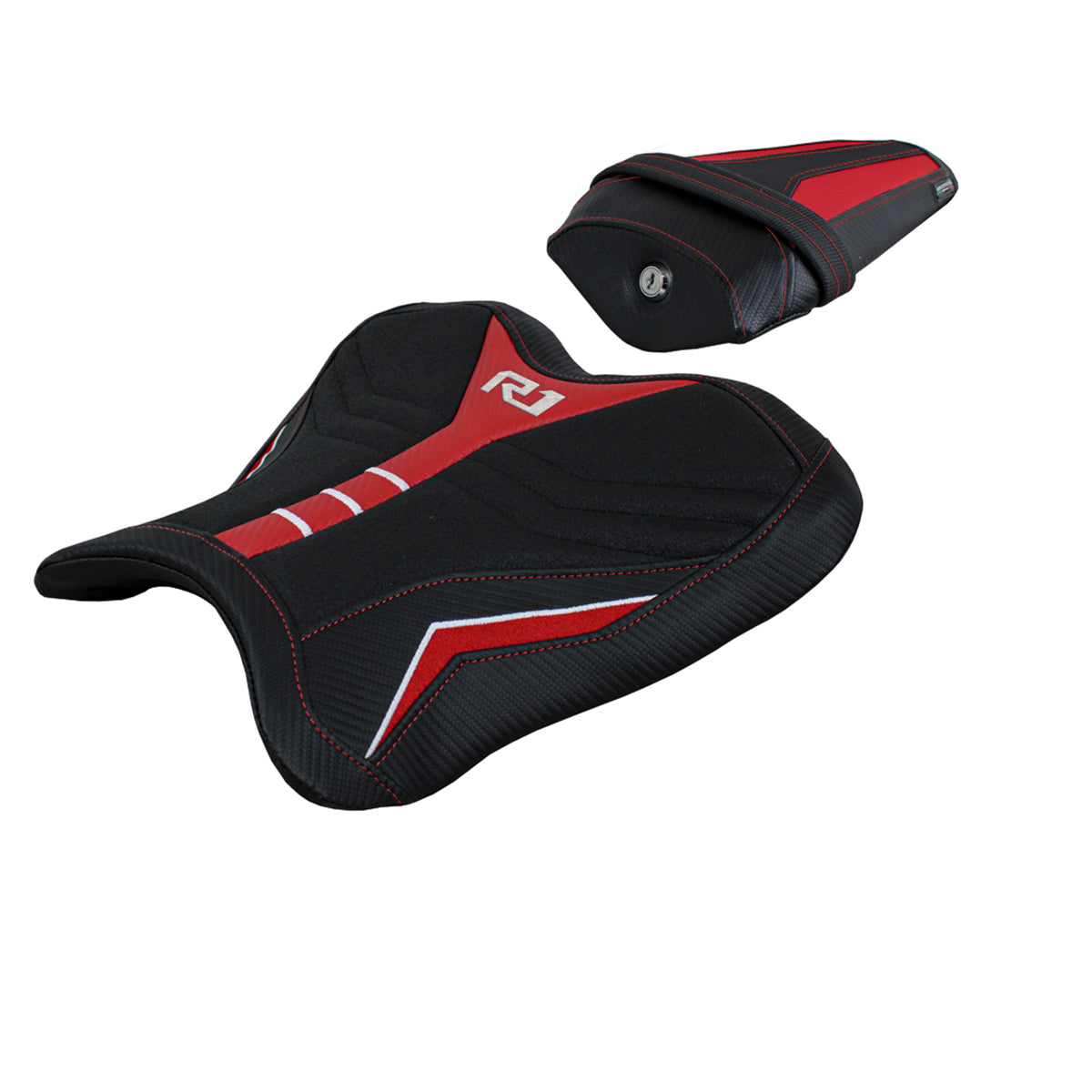 Yamaha YZF R1 2015-2025 Seat Cover Tappezzeria Italia Ultragrip in Red and White SE