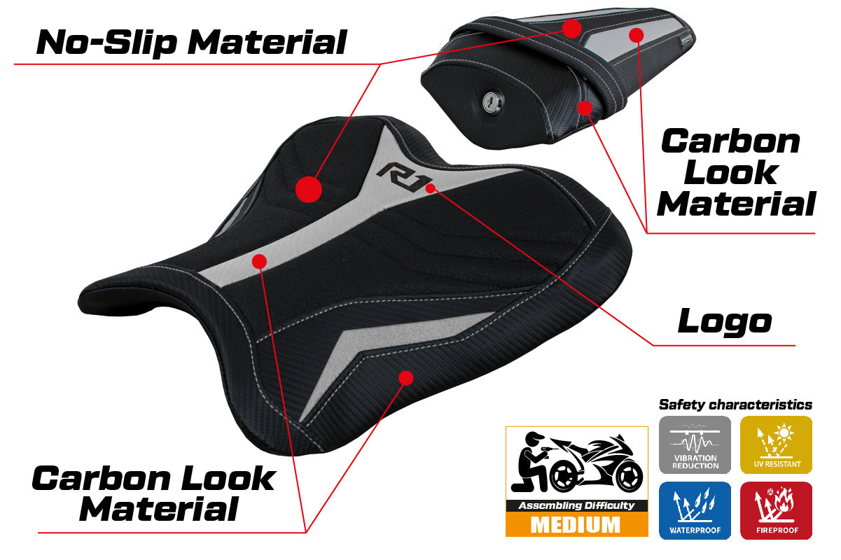 Yamaha YZF R1 2015-2025 Seat Cover Tappezzeria Italia Ultragrip in Silver