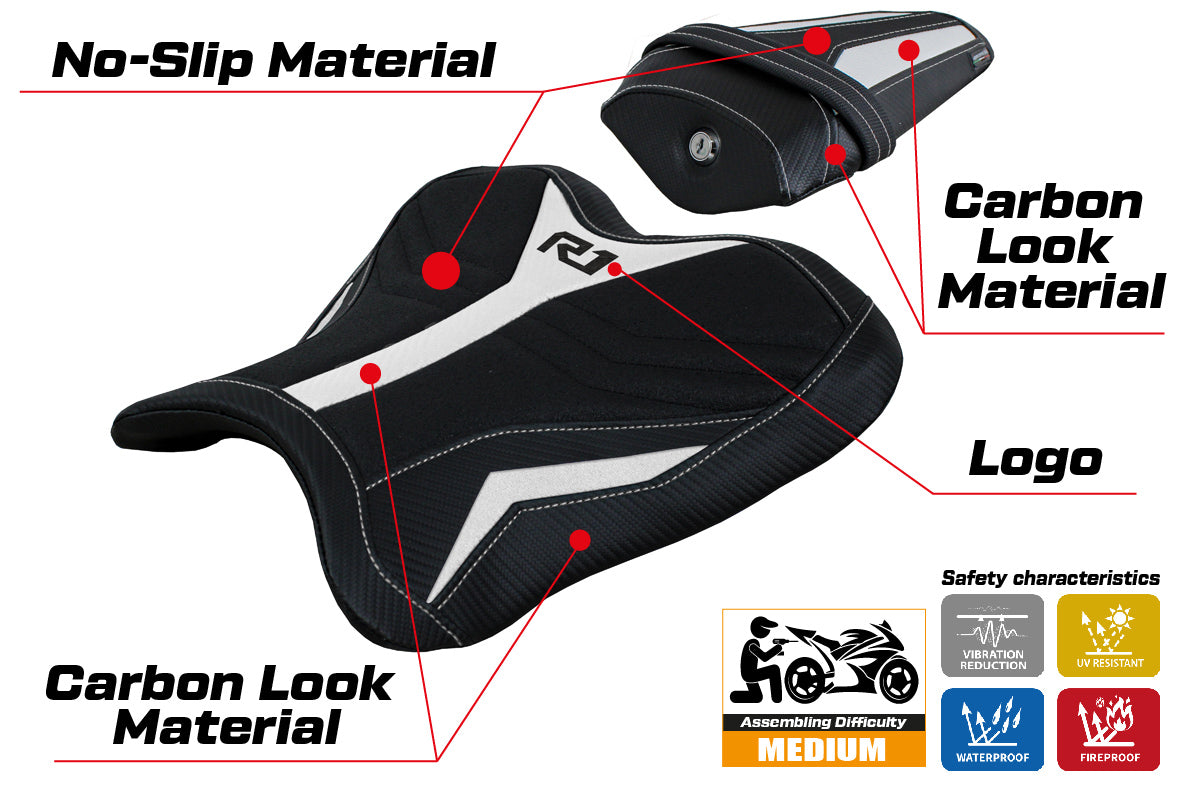 Yamaha YZF R1 2015-2025 Seat Cover Tappezzeria Italia Ultragrip in White