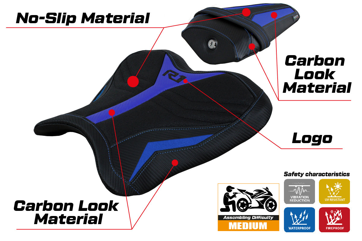 Yamaha YZF R1 2015-2025 Seat Cover Tappezzeria Italia ini Ultragrip Blue
