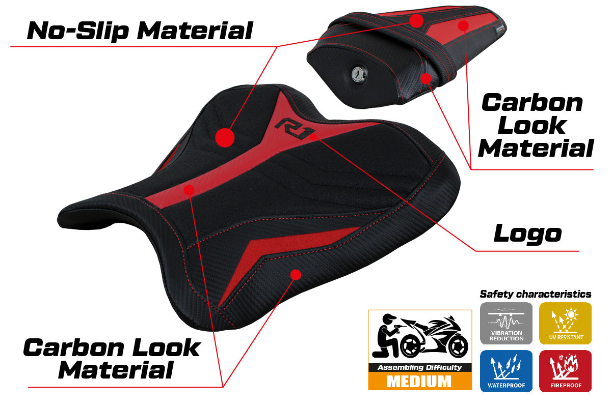 Yamaha YZF R1 2015-2025 Seat Cover Tappezzeria Italia Ultragrip in Red