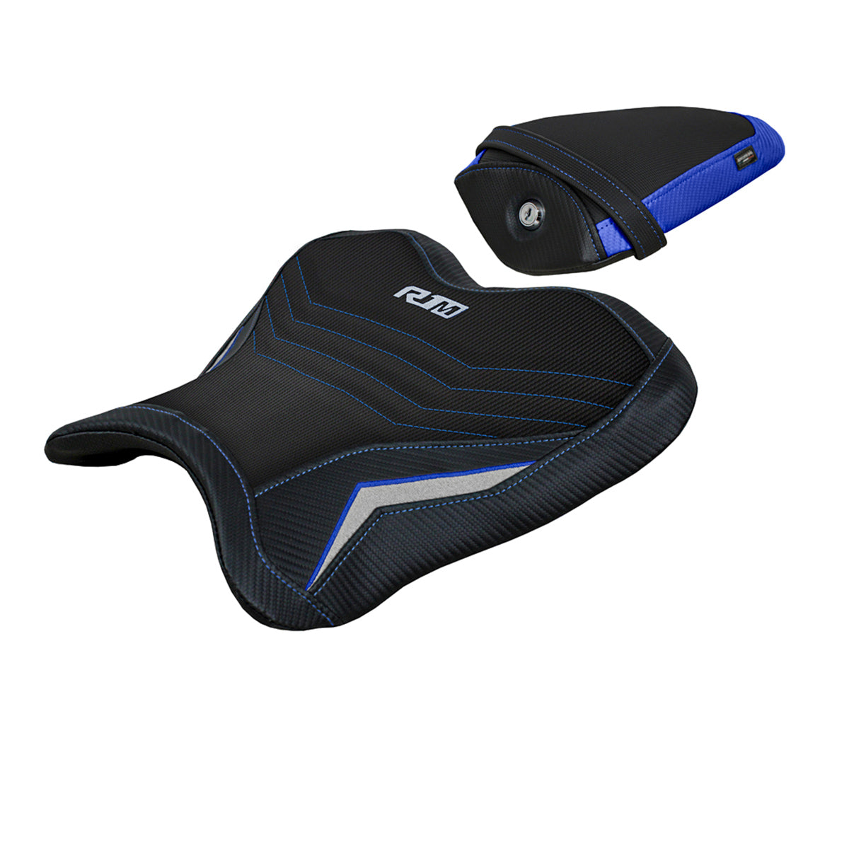 Yamaha YZF R1M 2015-2025 Seat Cover Tappezzeria Italia Comfort in Blue and Silver
