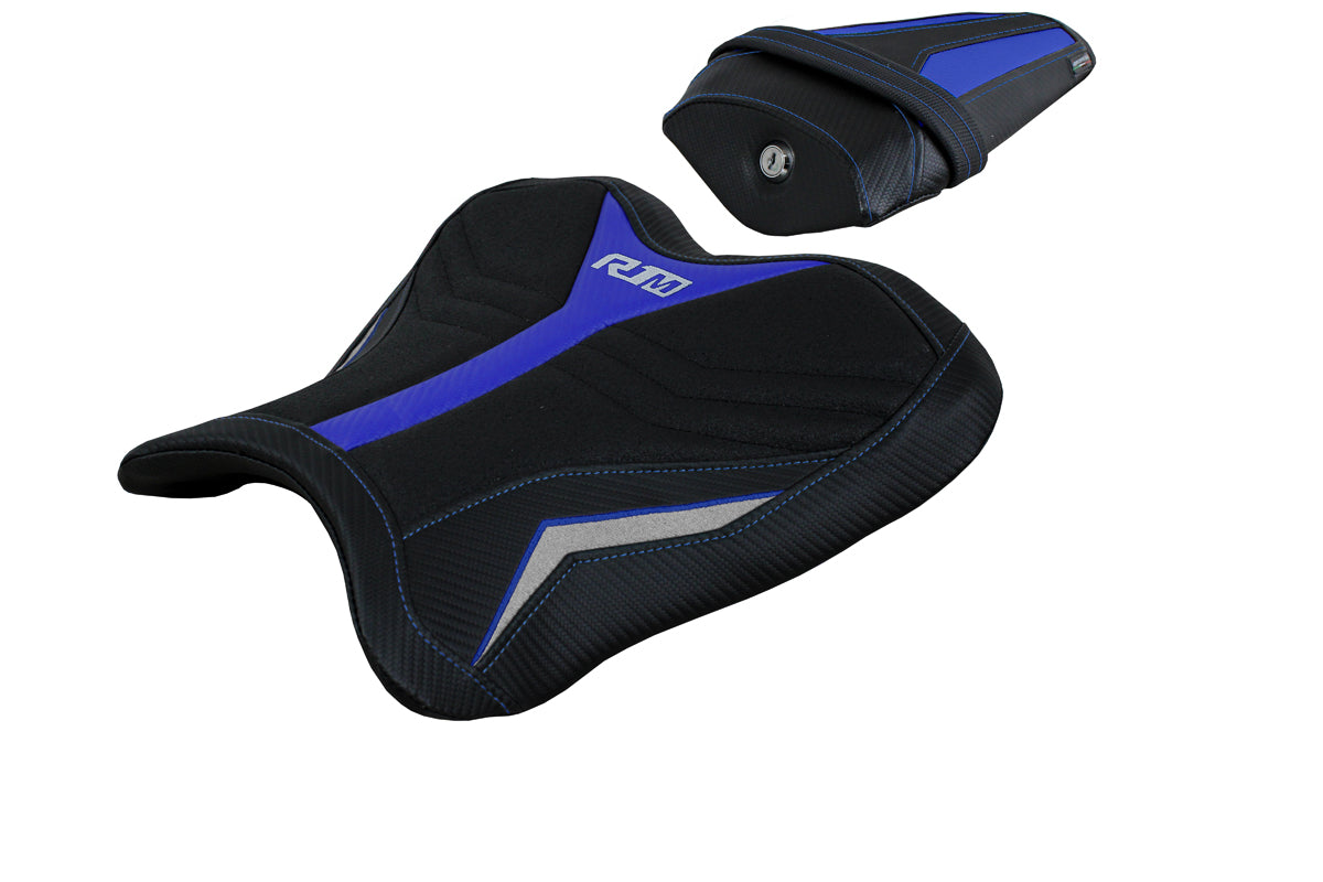 Yamaha YZF R1M 2015-2025 Seat Cover Tappezzeria Italia Ultragrip in Blue and Silver