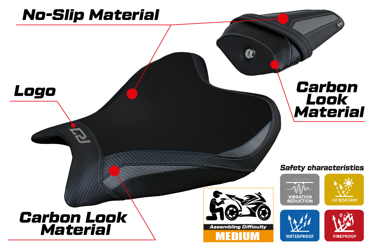Yamaha YZF R7 2021-2025 Seat Cover Tappezzeria Italia in Grey and Black