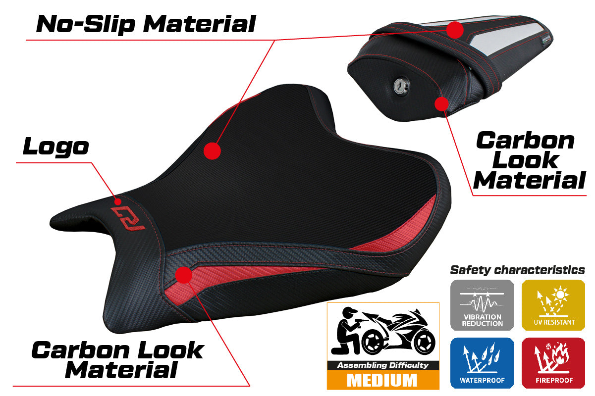 Yamaha YZF R7 2021-2025 Seat Cover Tappezzeria Italia Red, White and Black SE