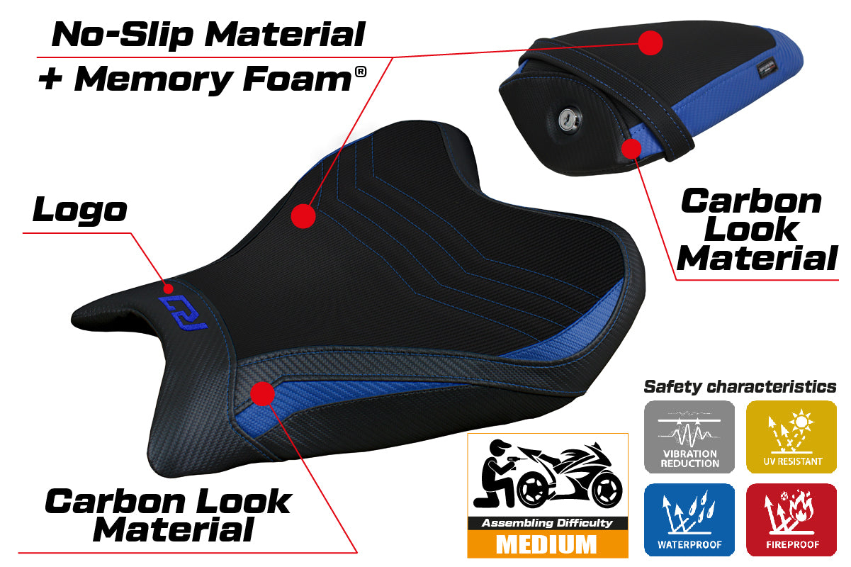 Yamaha YZF R7 2021-2025 Seat Cover Tappezzeria Italia Comfort in Blue and Black