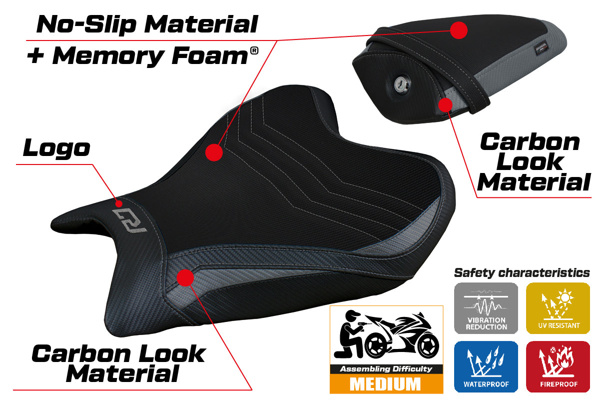 Yamaha YZF R7 2021-2025 Seat Cover Tappezzeria Italia Comfort in Grey and Black