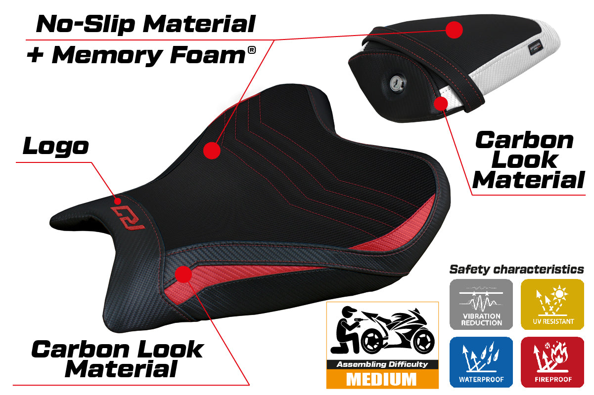 Yamaha YZF R7 2021-2025 Seat Cover Tappezzeria Italia Comfort in Red, White and Black SE