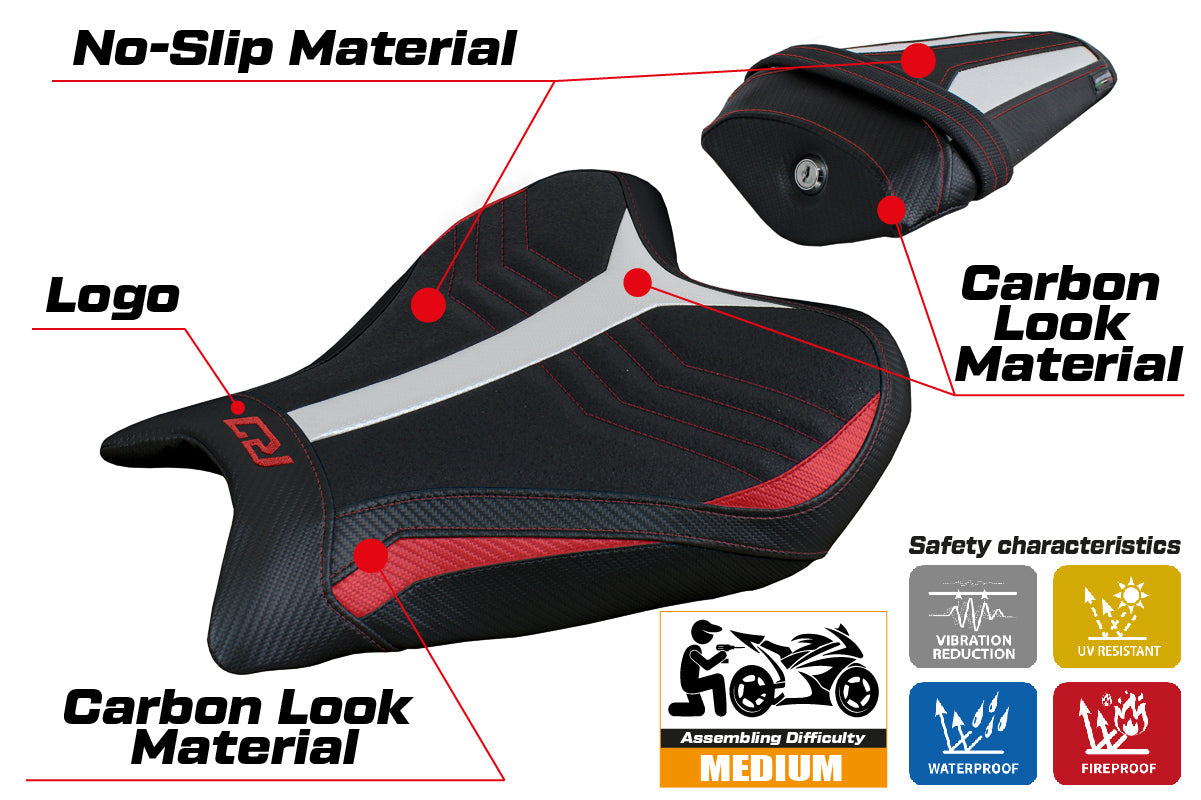 Yamaha YZF R7 2021-2025 Seat Cover Tappezzeria Italia Ultragrip in Red, White and Black SE