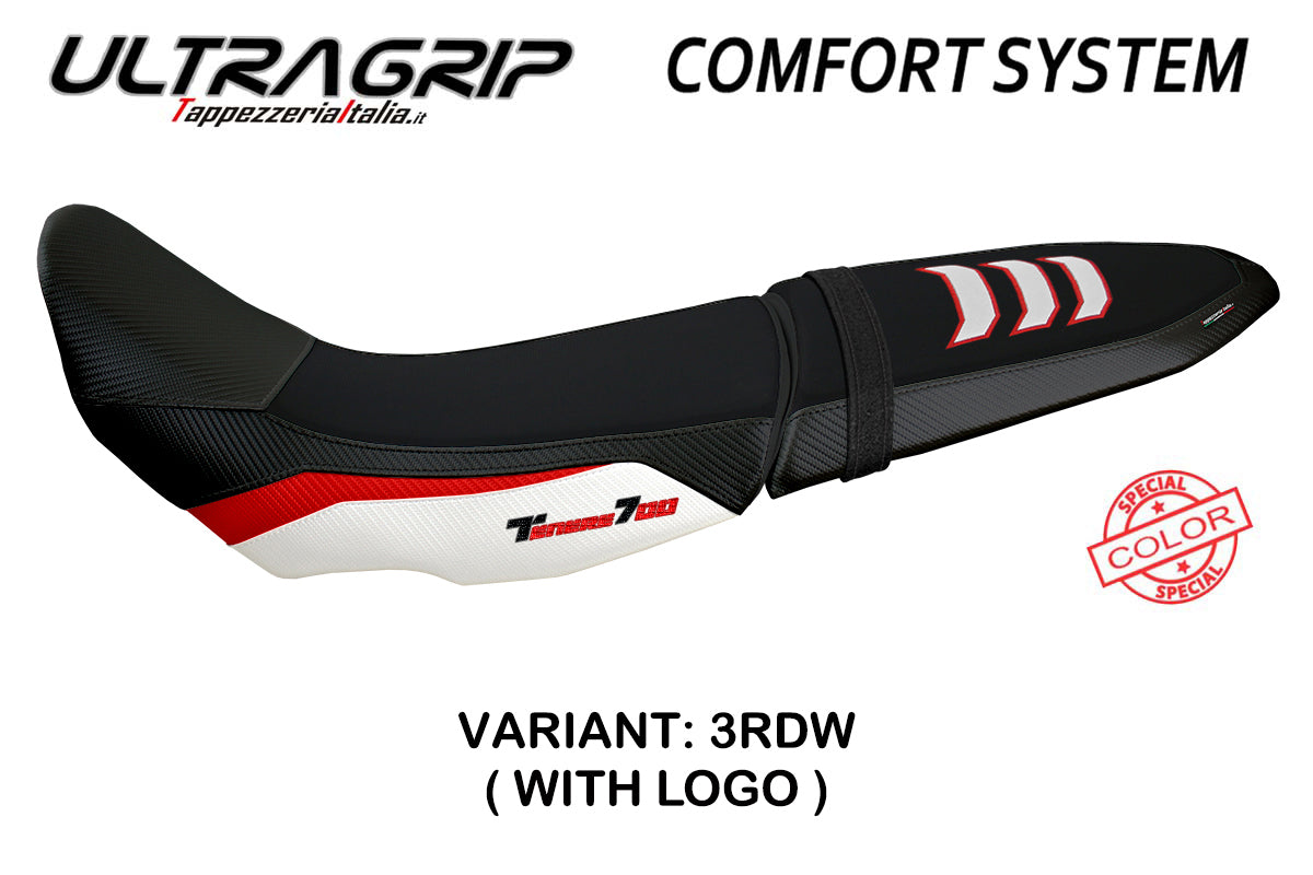 Yamaha Tenere 700 2019-2025 Seat Cover Tappezzeria Italia Comfort in U-grip Red and White FR