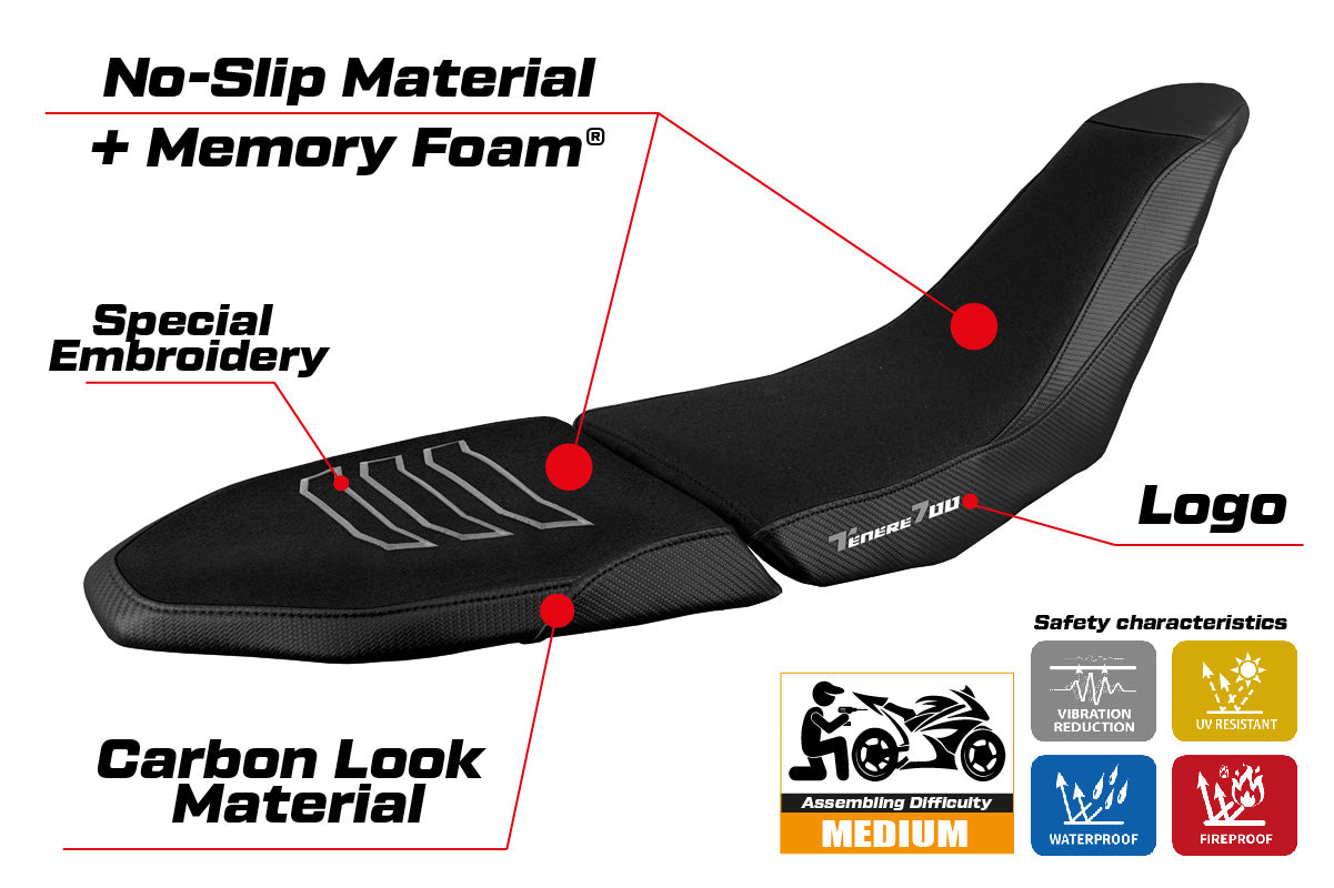 Yamaha Tenere 700 Raid 2022-2025 Seat Cover Tappezzeria Italia Comfort Ultragrip inBlack