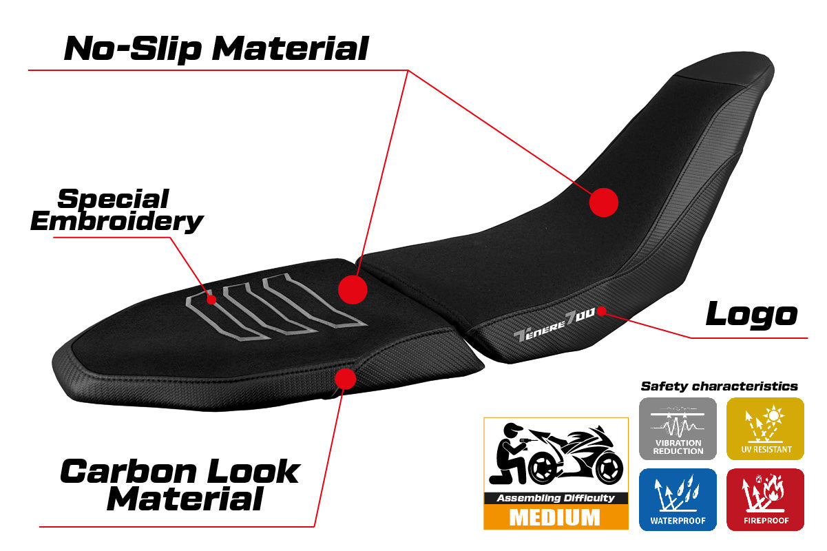 Yamaha Tenere 700 Raid 2022-2025 Seat Cover Tappezzeria Italia Ultragrip in Black