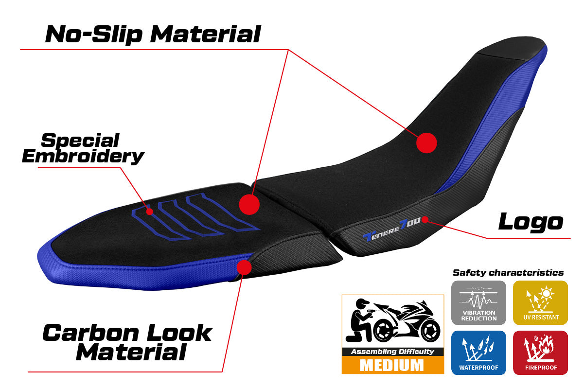 Yamaha Tenere 700 Raid 2022-2025 Seat Cover Tappezzeria Italia Ultragrip in Blue