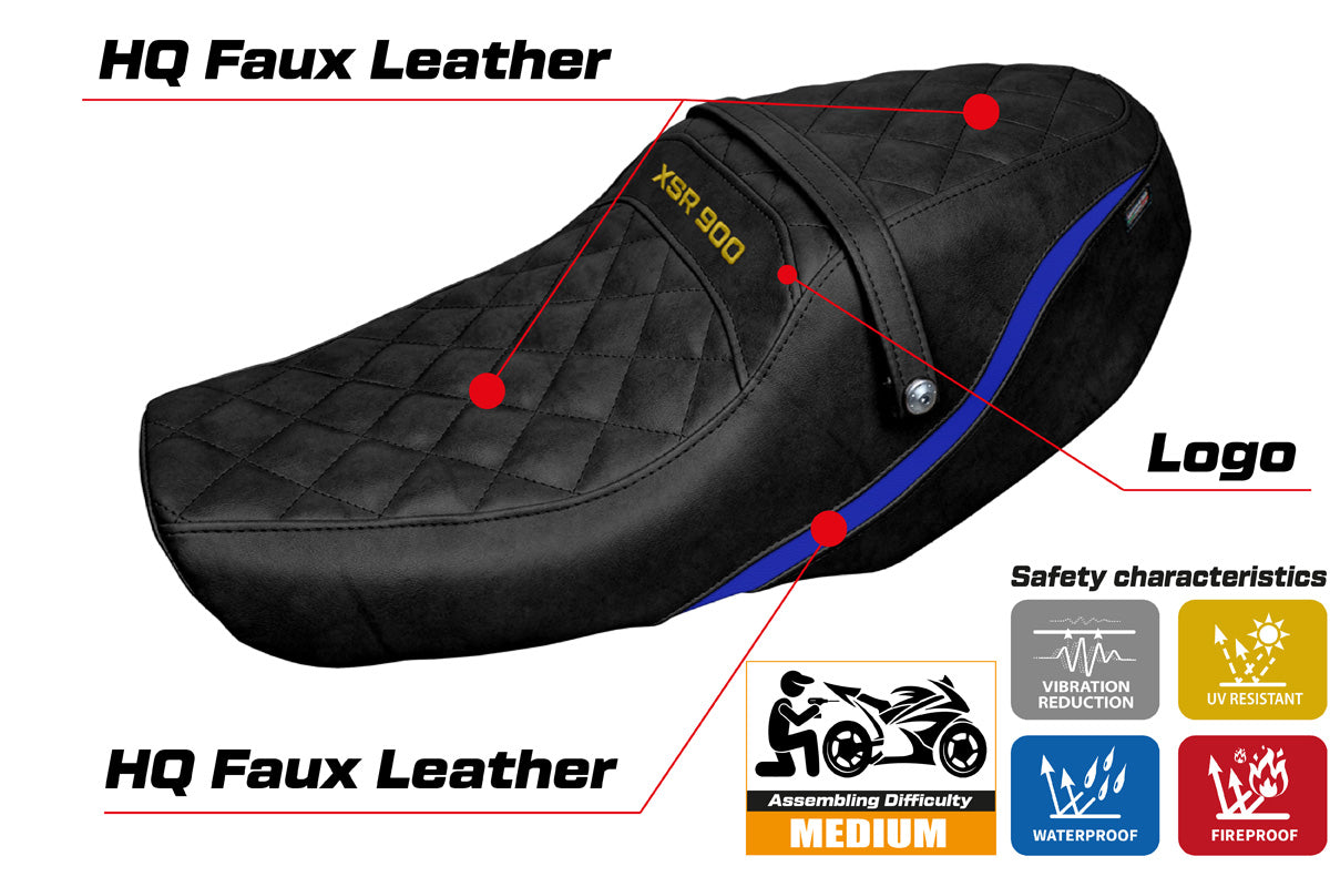 Yamaha XSR 900 2022-2025 Seat Cover Tappezzeria Italia in Blue and Black
