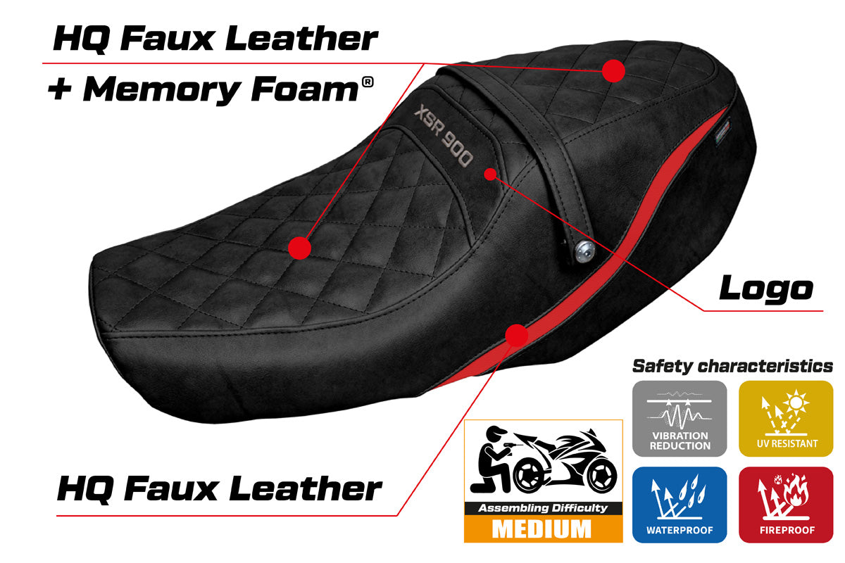 Yamaha XSR 900 2022-2025 Seat Cover Tappezzeria Italia Comfort in Red and Black