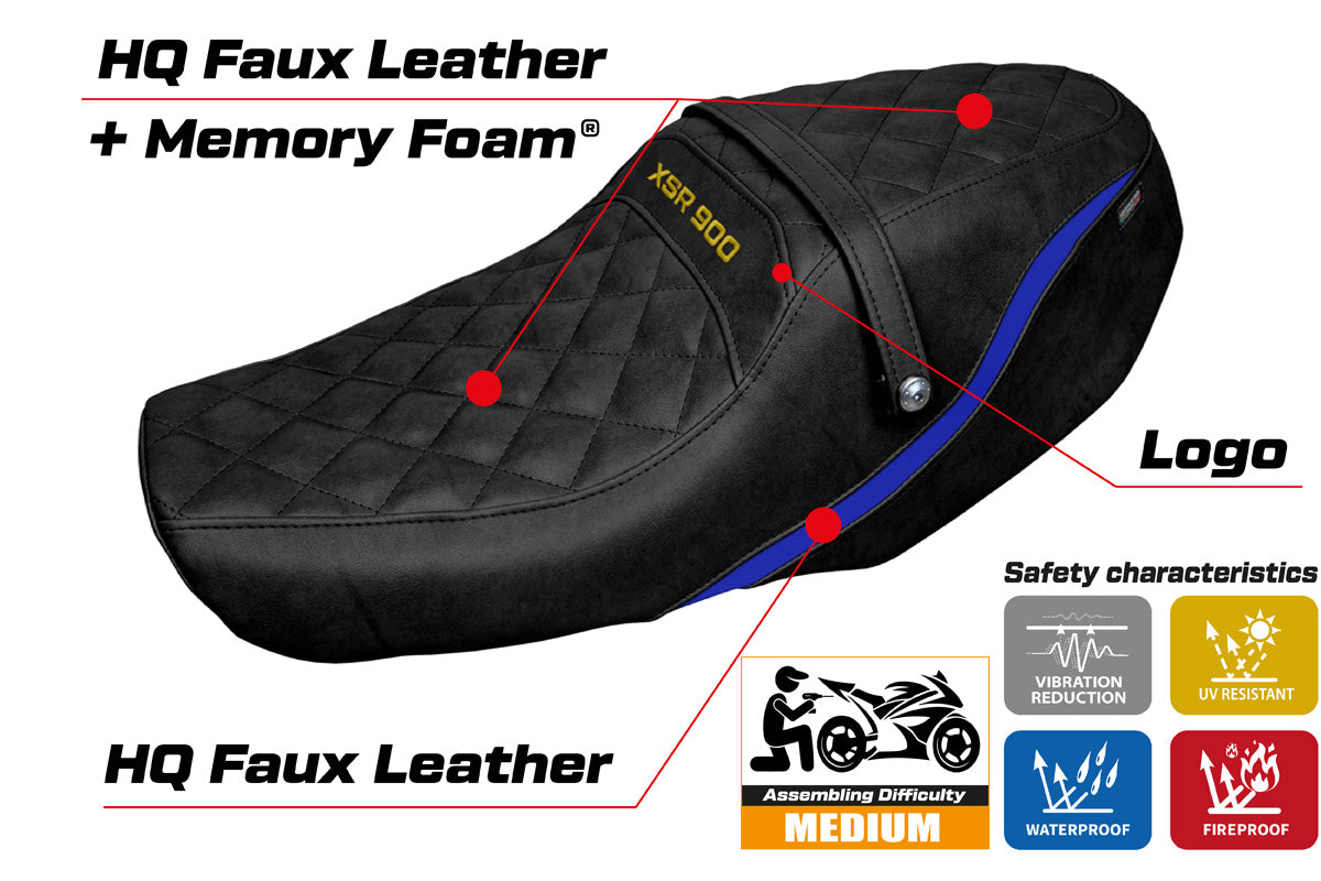 Yamaha XSR 900 2022-2025 Seat Cover Tappezzeria Italia Comfort in Blue and Black
