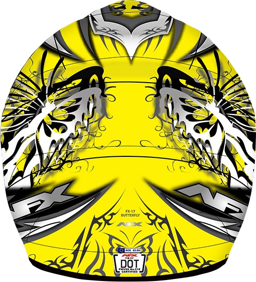AFX FX-17 Motorcycle Helmet - Butterfly - Matte Yellow - Large 0110-7134