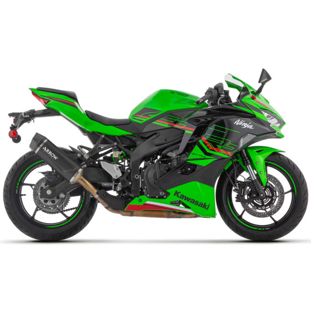 71963AKN Arrow Indy Race Evo Slip-on Exhaust, Aluminum Dark for Kawasaki ZX-4R 24-25