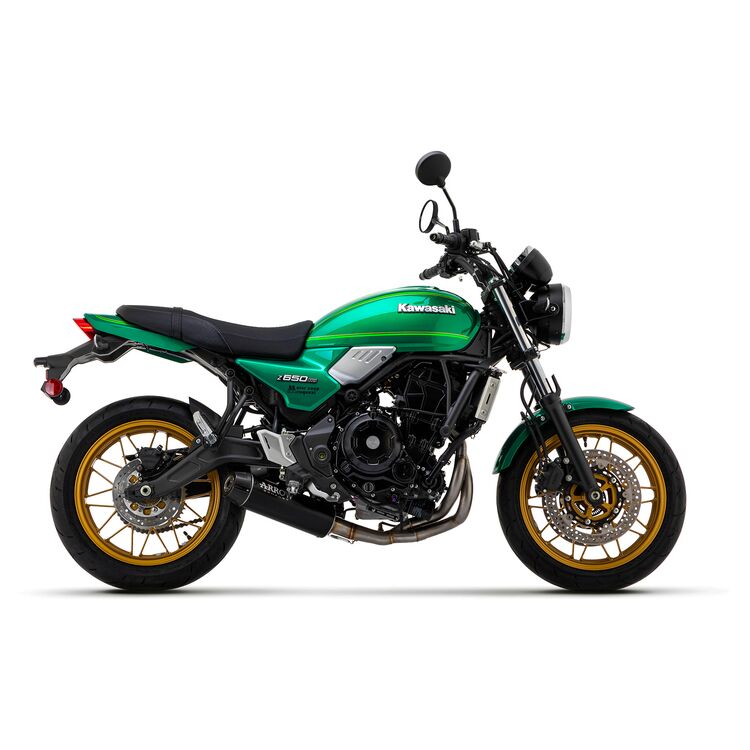 74510RBNW Arrow Rebel Full System Nichrome Dark Exhaust Kawasaki Z650RS 2022-2024 Rear cap in aluminium polish 