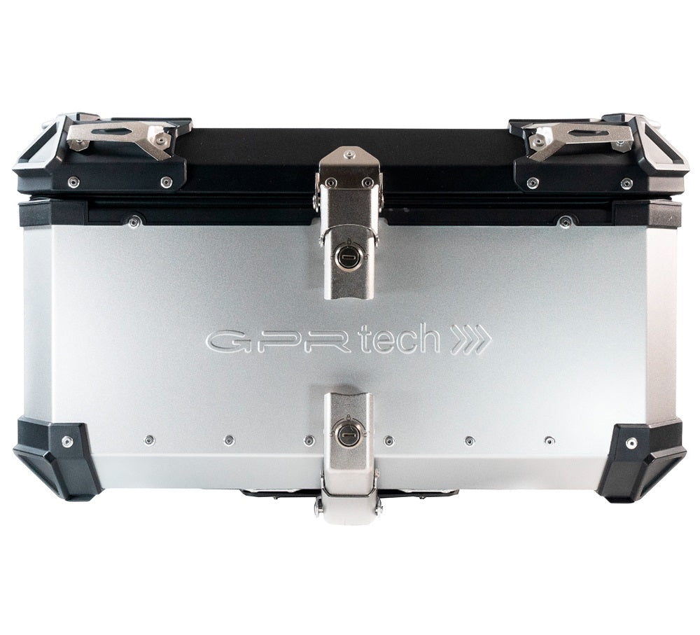 Suzuki V-STROM 650 2012-2016 GPR Tech 55L Aluminum Top Case, Silver with Mounting Plate