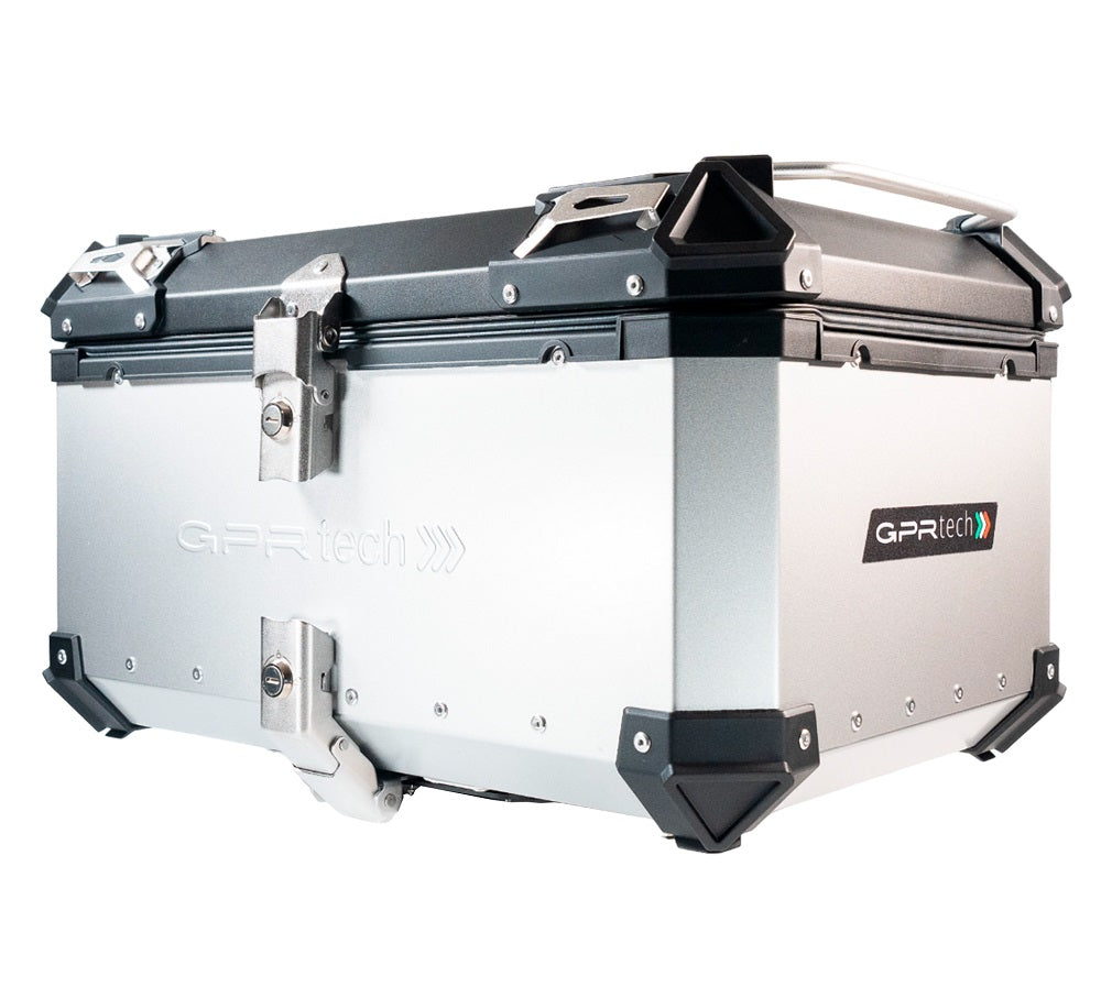 Suzuki V-Strom Dl 1000 2017-2019 GPR Tech 55L Aluminum Top Case, Silver with Mounting Plate