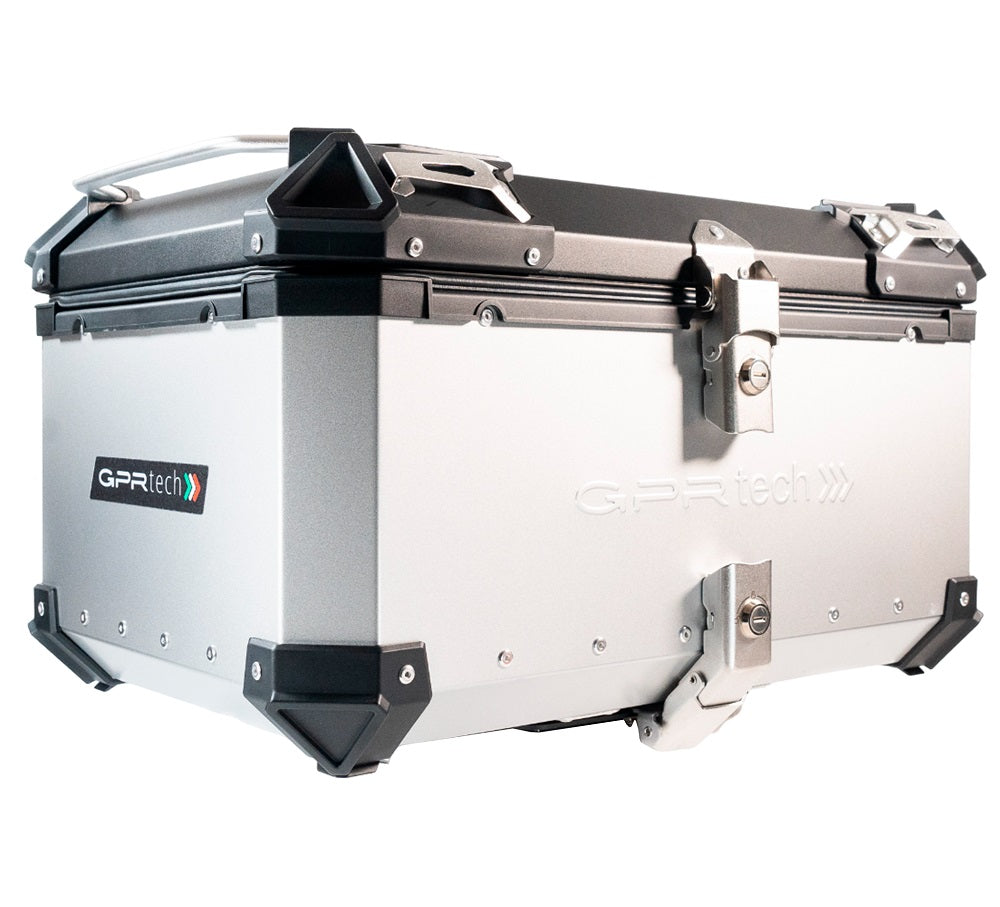 Suzuki V-STROM 650 2012-2016 GPR Tech 55L Aluminum Top Case, Silver with Mounting Plate