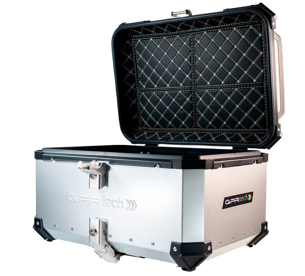 Suzuki V-Strom 1050 Xt 2020-2021 GPR Tech 55L Aluminum Top Case, Silver with Mounting Plate