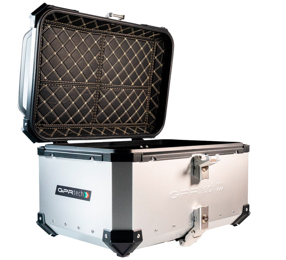 Suzuki V-STROM 650 2021-2022 GPR Tech 55L Aluminum Top Case, Silver with Mounting Plate