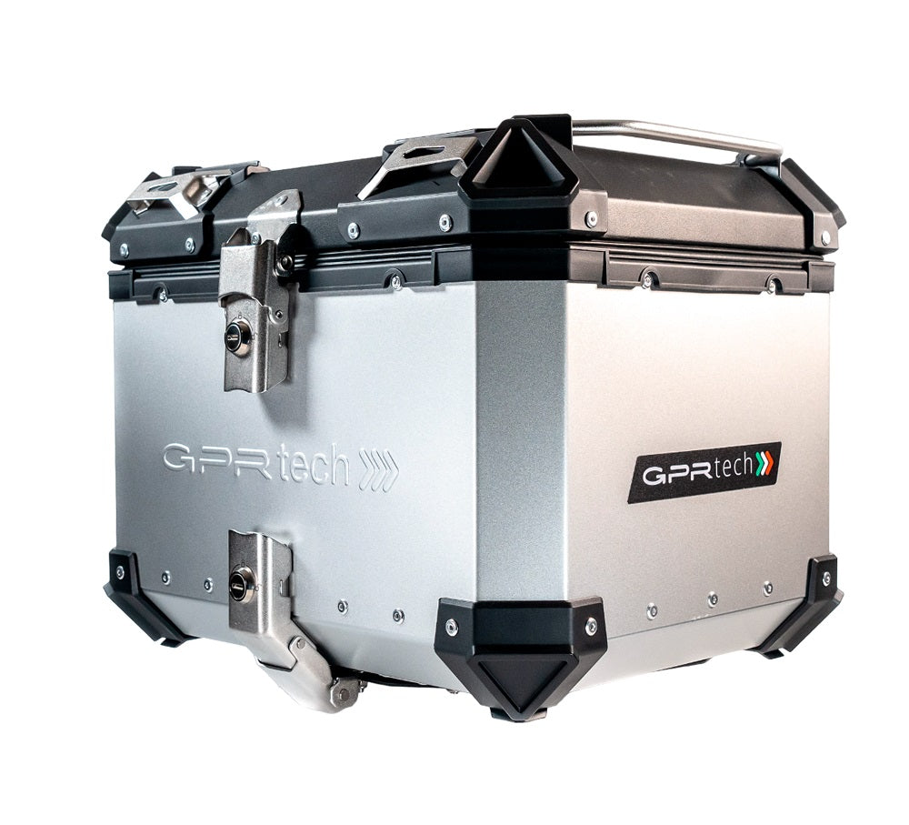Kawasaki Versys-X 300 2017-2021 GPR Tech 45L Aluminum Top Case, Silver with Mounting Plate