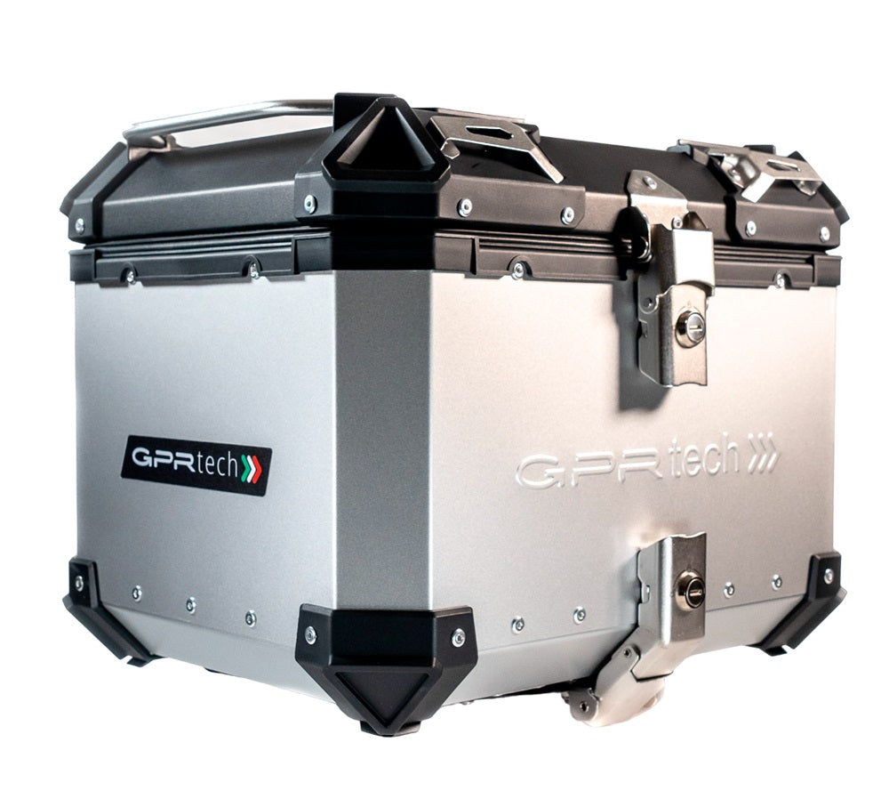 Kawasaki Versys-X 300 2017-2021 GPR Tech 45L Aluminum Top Case, Silver with Mounting Plate